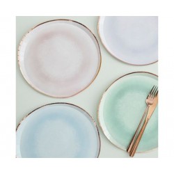 Πιάτα Χάρτινα Reactive Glaze Pastel Watercolour / 8 τεμ