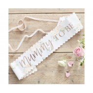 Κορδέλα Ροζ Χρυσό με λουλούδια "Mummy To Be" Baby Shower