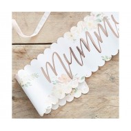 Κορδέλα Ροζ Χρυσό με λουλούδια "Mummy To Be" Baby Shower