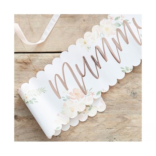 Κορδέλα Ροζ Χρυσό με λουλούδια "Mummy To Be" Baby Shower Κορδέλα Ροζ Χρυσό με λουλούδια "Mummy To Be" Baby Shower
