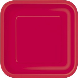 Πιάτα χάρτινα γλυκού τετράγωνα Κόκκινο / 16 τεμ