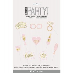Σετ Φωτογραφικού Θαλάμου Ροζ & Χρυσό Hen Party Photo Booth Props / 10 τμχ