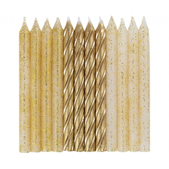 Κεριά Χρυσό Glitter and Gold Spiral Birthday - Ασορτί / 24 τμχ Κεριά Χρυσό Glitter and Gold Spiral Birthday - Ασορτί / 24 τμχ