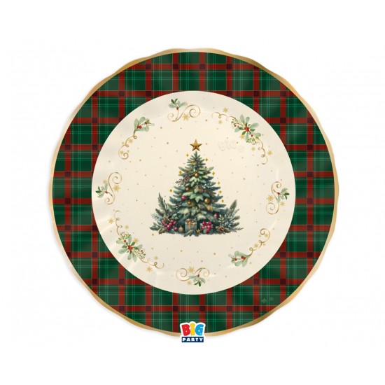 Πιατέλα Χάρτινη 30εκ Christmas Tartan / 6 τεμ.