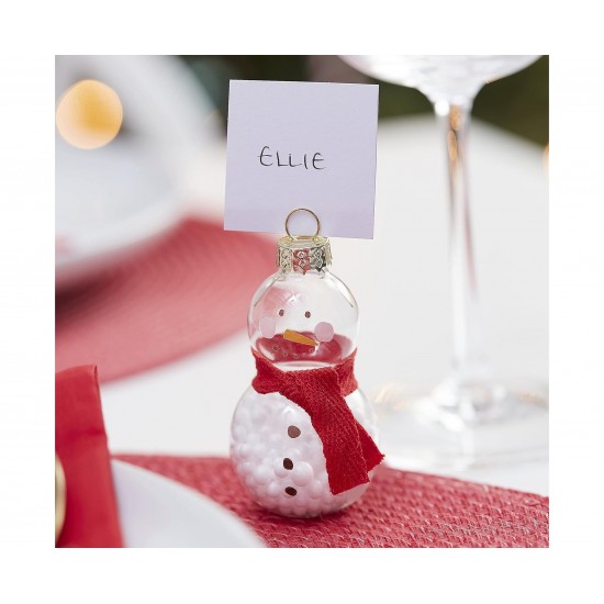 Χριστουγεννιάτικες Βάσεις για Καρτελάκια σε σχήμα Χιονάνθρωπου - Christmas Place Card Holders / 6 τμχ