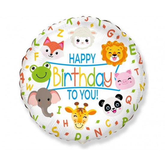 Μπαλόνι Foil 18" Happy Birthday Ζωάκια
