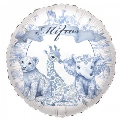 Μπαλόνι Foil 18″ή 9"  Tυπωμένο Blue Toile Ζώα Της Ζούγκλας