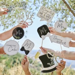 Photobooth Props Γάμου με αυτοκόλλητα (13 τεμ)