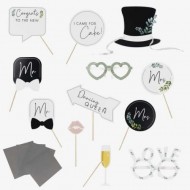 Photobooth Props Γάμου με αυτοκόλλητα (13 τεμ)