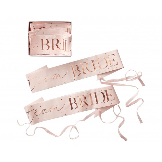 Κορδέλες "Team Bride" Ροζ Χρυσό / 6 τεμ. Κορδέλες "Team Bride" Ροζ Χρυσό / 6 τεμ.