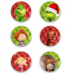 Κονκάρδες Grinch Χριστουγεννιάτικες (6 τεμ)