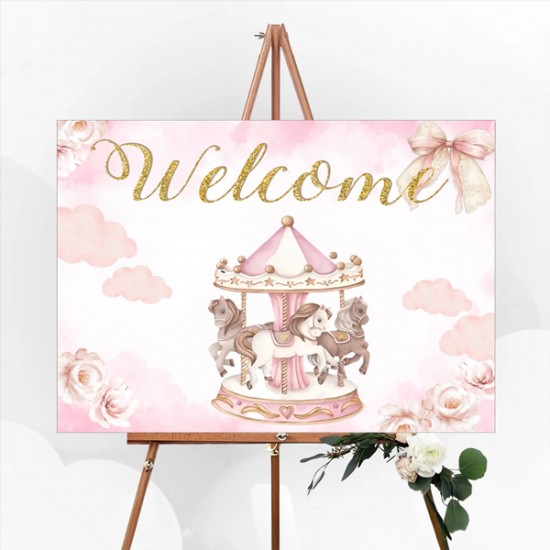Καμβάς Βάπτισης Welcome – Ροζ Καρουζέλ Καμβάς Βάπτισης Welcome – Ροζ Καρουζέλ