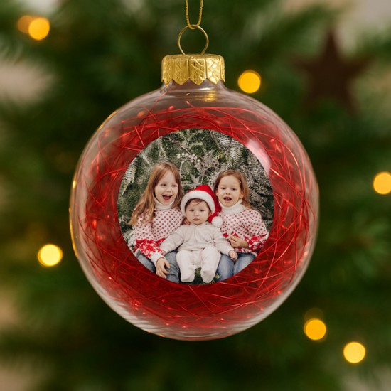 Χριστουγεννιάτικο Στολίδι Με Φωτογραφία και Κόκκινη Διακόσμηση
