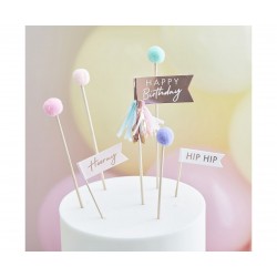 Pom Pom Happy Birthday Toppers