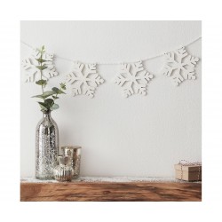 Χριστουγεννιάτικη Ξύλινη Γιρλάντα με Χιονονιφάδες