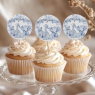 Topper Cupcake – Blue Toile Ζώα Της Ζούγκλας (6 τεμ)