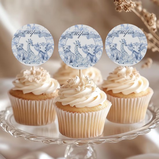 Topper Cupcake – Blue Toile Ζώα Της Ζούγκλας (6 τεμ) Topper Cupcake – Blue Toile Ζώα Της Ζούγκλας (6 τεμ)