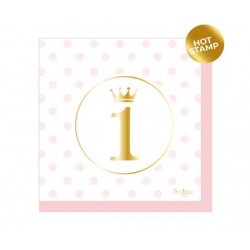 Χαρτοπετσέτες Μεγάλες First Birthday Pink / 16 τεμ