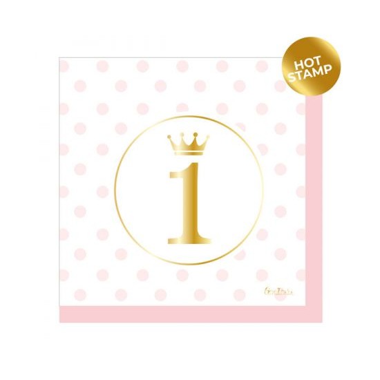 Χαρτοπετσέτες Μεγάλες First Birthday Pink / 16 τεμ Χαρτοπετσέτες Μεγάλες First Birthday Pink / 16 τεμ