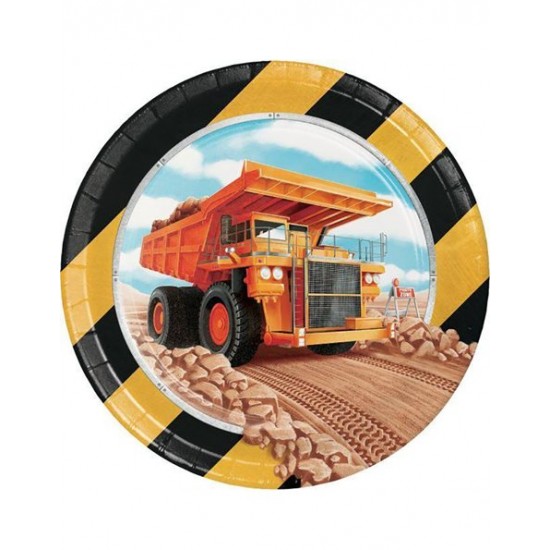 Πιάτα Mικρά "Big Dig Construction"  (8 τεμάχια)