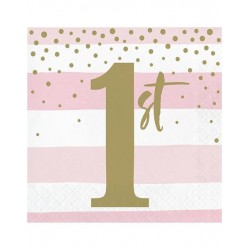 Xαρτοπετσέτες Mεγάλες "Pink & Gold Celebration" 16.5x16.5cm Creative Converting (16 Tεμάχια)