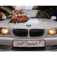 Πινακίδα αυτοκινήτου γάμου “Just Married ροζ”