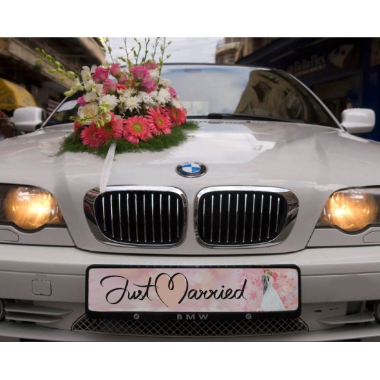 Πινακίδα αυτοκινήτου γάμου “Just Married ροζ” Πινακίδα αυτοκινήτου γάμου “Just Married ροζ”