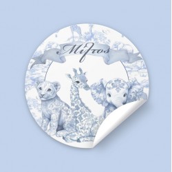 Αυτοκόλλητα Με Όνομα – Blue Toile Ζώα Της Ζούγκλας (6 τεμ)