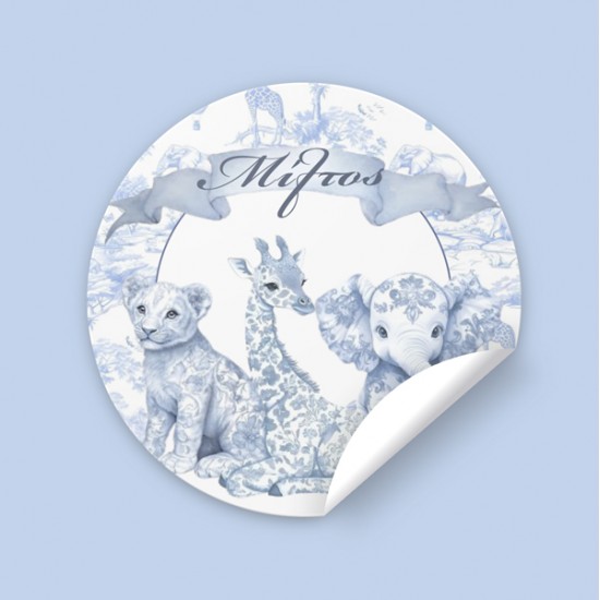Αυτοκόλλητα Με Όνομα – Blue Toile Ζώα Της Ζούγκλας (6 τεμ) Αυτοκόλλητα Με Όνομα – Blue Toile Ζώα Της Ζούγκλας (6 τεμ)