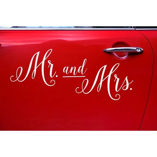 Αυτοκόλλητο Αυτοκινήτου Γάμου “Mr and Mrs” Αυτοκόλλητο Αυτοκινήτου Γάμου “Mr and Mrs”