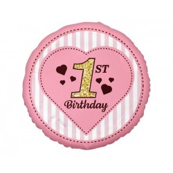 Μπαλόνι Foil 18″ 1st Birthday Ροζ & Χρυσό
