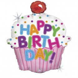 Μπαλόνι Foil 31″ Birthday Cupcake Holographic
