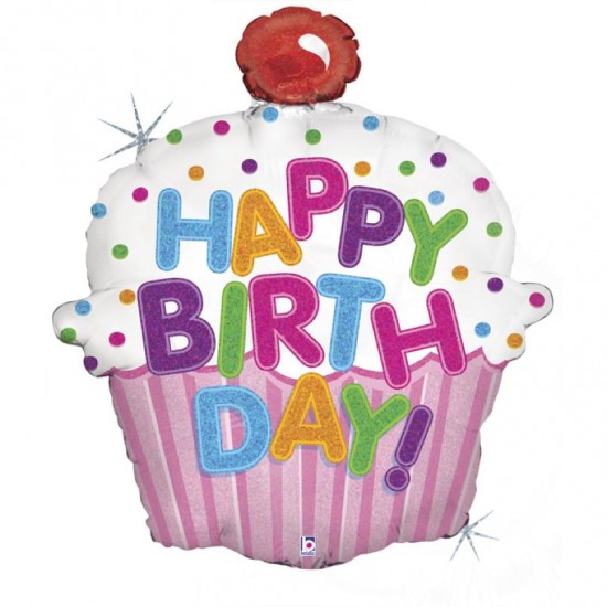 Μπαλόνι Foil 31″ Birthday Cupcake Holographic Μπαλόνι Foil 31″ Birthday Cupcake Holographic