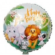 Μπαλόνι Foil 18″ Happy Birthday Ζώα της Ζούγκλας