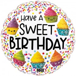 Μπαλόνι Foil 18″ Γενεθλίων Cupcakes ‘Sweet Birthday’