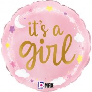 Μπαλόνι Foil 18″ Γέννησης It’s a Girl Stars & Clouds