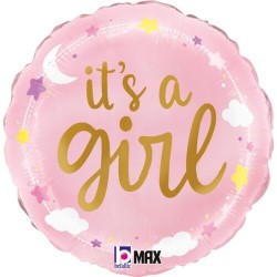 Μπαλόνι Foil 18″ Γέννησης It’s a Girl Stars & Clouds
