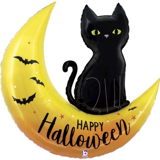 Μπαλόνι Foil 41″ Happy Halloween Φεγγάρι & Γάτα Μπαλόνι Foil 41″ Happy Halloween Φεγγάρι & Γάτα