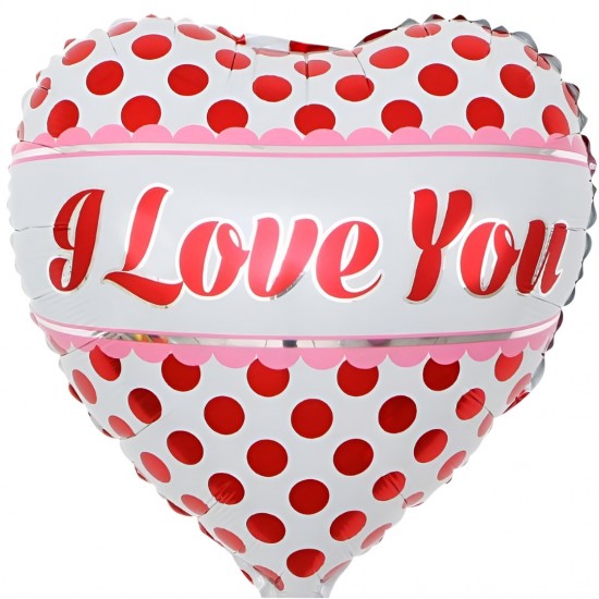 Μπαλόνι Foil 18″ Καρδιά I Love You Πουά Μπαλόνι Foil 18″ Καρδιά I Love You Πουά