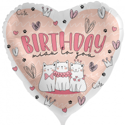 Μπαλόνι Foil 18” Καρδιά Kitty Birthday