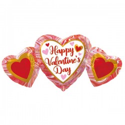 Μπαλόνι Foil 34” Καρδιές Happy Valentines Day Marble