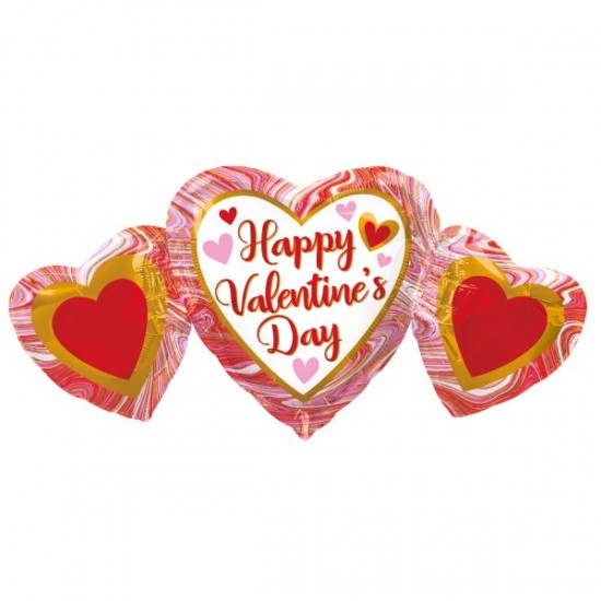 Μπαλόνι Foil 34” Καρδιές Happy Valentines Day Marble Μπαλόνι Foil 34” Καρδιές Happy Valentines Day Marble