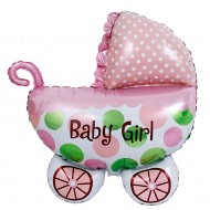 Μπαλόνι Foil 31″ Καρότσι Ροζ Baby Girl