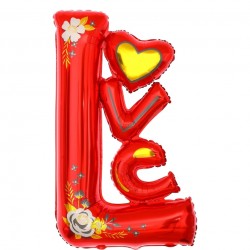 Μπαλόνι Foil 43″ LOVE Κόκκινο Φλοράλ