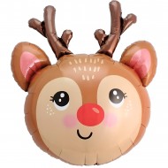 Μπαλόνι Foil 25” Ταρανδάκι Με Κόκκινη Μυτούλα