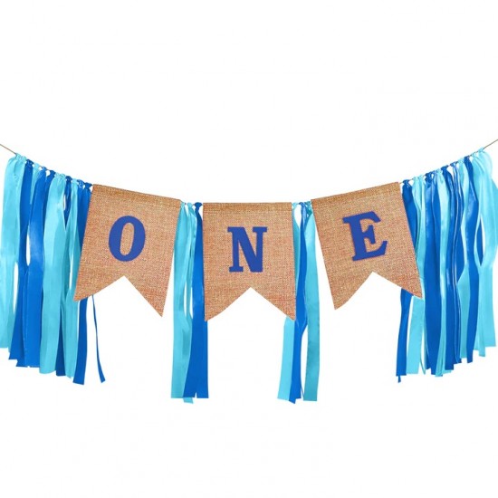 Banner ONE με γαλάζιες κορδέλες Banner ONE με γαλάζιες κορδέλες