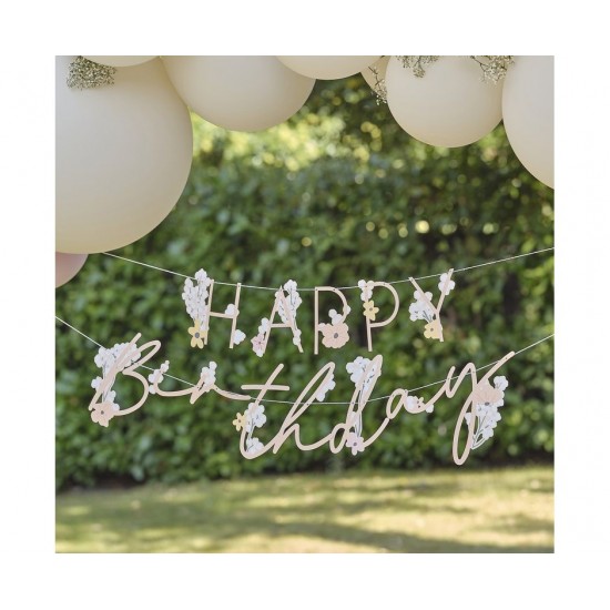 Γιρλάντα Γράμματα Floral "Happy Birthday" / 3 μ Γιρλάντα Γράμματα Floral "Happy Birthday" / 3 μ