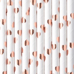 Καλαμάκια χάρτινα Rosegold πουά  (10 τεμ)