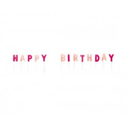  Κεριά Μίνι Happy Birthday Ροζ