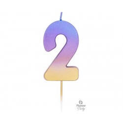  Κερί Νούμερο "2" Rainbow Ombre / 6.7 εκ